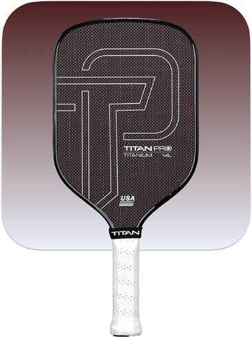 مجداف Titan Pro Titanium Pickleball - تيتانيوم مطلي + وجه من ألياف الكربون T700، Nomex Duo Core، معتمد من الولايات المتحدة الأمريكية، 14 مم و16 مم - جاهز للبطولة in Kuwait