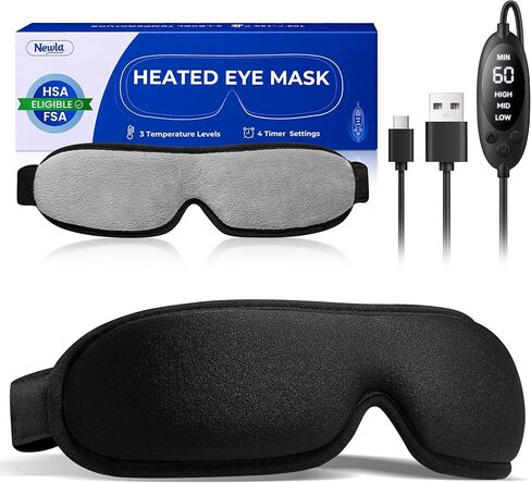 قناع العين المسخن للعيون الجافة: ضغط دافئ مستقر للعيون المتعبة، وتخفيف الدمل والتهاب الجفن - مع التحكم في درجة الحرارة والمؤقت، يعمل بمنفذ USB، تصميم ملائم تمامًا - مثالي للنوم والمكتب والسفر in Kuwait