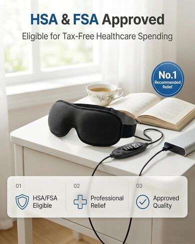 قناع العين المسخن للعيون الجافة: ضغط دافئ مستقر للعيون المتعبة، وتخفيف الدمل والتهاب الجفن - مع التحكم في درجة الحرارة والمؤقت، يعمل بمنفذ USB، تصميم ملائم تمامًا - مثالي للنوم والمكتب والسفر in Kuwait