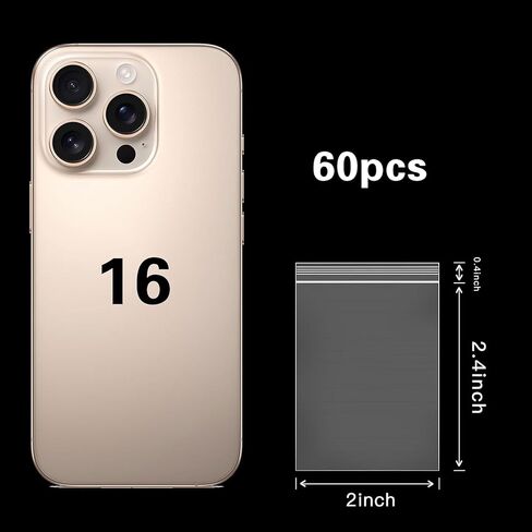 MysticHome Small Clear Plastic Zip Bags -2''X3'' 60 Pcs Jewelry Bags for Small Business - Reusable, Resealable, Perfect for Packaging and Storage(clear) in Kuwait