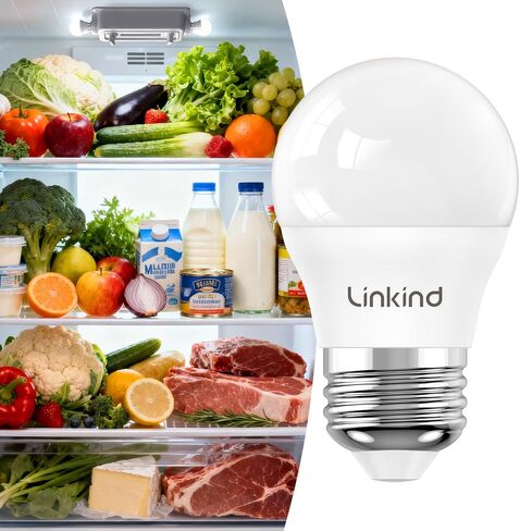 مصابيح LED للثلاجة من Linkkind، مصابيح إضاءة للثلاجة A15 بقدرة 40 واط مكافئة للماء، 600LM لمبة إضاءة للأجهزة 120 فولت غير قابلة للتعتيم 5 وات LED للفريزر، قاعدة E26، ضوء النهار 5000 كلفن، عبوتان in Saudi Arabia