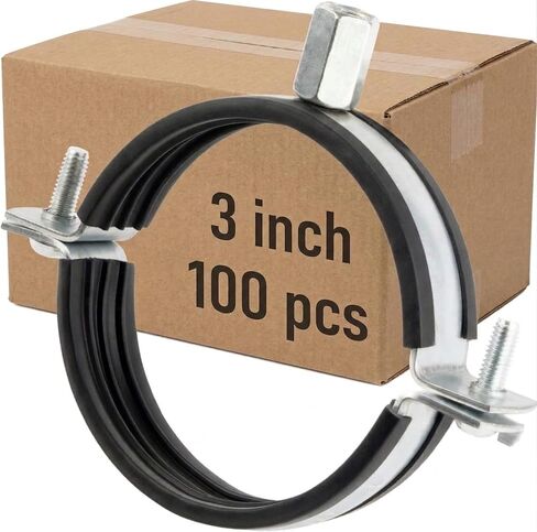1pcs, Duct Clamp 3 inch Bracket with rubber gasket, M8/M10 Thread, Steel Pipe Hanger 3 inch for Spiral Duct, Ventilation Pipe, Downpipe, Pipe holder Wall or Ceiling Mount, by Steinberg14 in Saudi Arabia