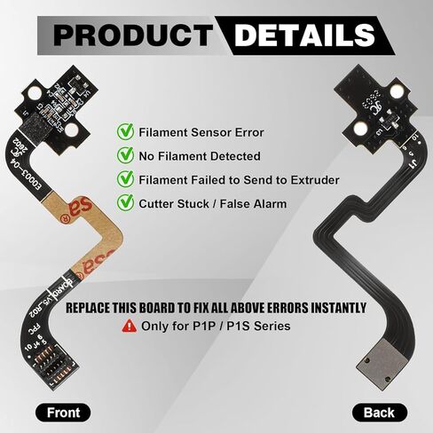 لوحة تبديل قاعة ملحقات الطابعة ثلاثية الأبعاد Hicarer متوافقة مع Bambu Lab P1P P1S، استبدال مستشعر الفتيل مع كابل FPC الشريطي للكشف عن وجود المواد الاستهلاكية في Hotend Extruder in Kuwait