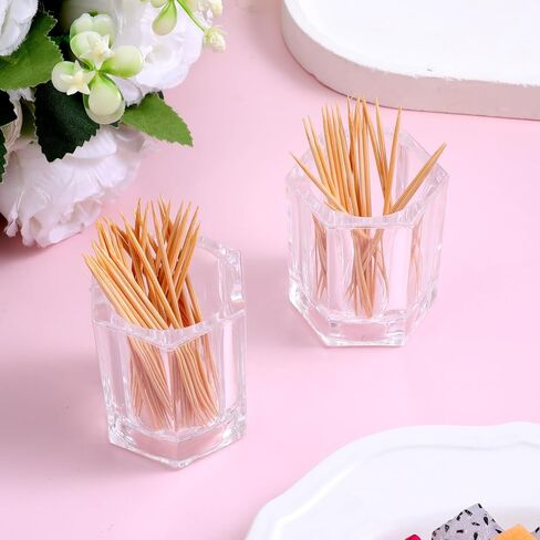 salbsever 2Pcs Cocktail Pick Holder, Clear Acrylic Toothpick Holder Rhombu Tooth Pick Dispensers for Home Kitchen Dining Table Storage in Saudi Arabia