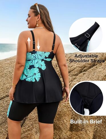 Arolina Plus Size Swimsuit for Women Two Piece Modest Tankini Full Coverage Tummy Control Bathing Suits with Shorts in Saudi Arabia