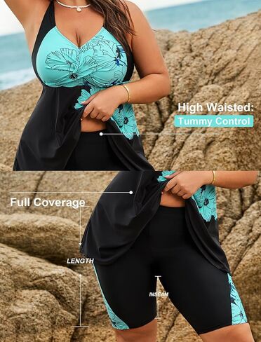 Arolina Plus Size Swimsuit for Women Two Piece Modest Tankini Full Coverage Tummy Control Bathing Suits with Shorts in Saudi Arabia