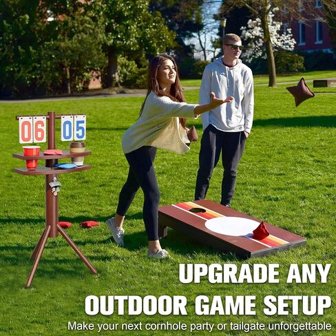 لوحة النتائج MUCITAGF Cornhole مع حاملات المشروبات وفتاحة زجاجات مغناطيسية، حامل حافظة نقاط كورنهول مقاوم للطقس لملحقات ألعاب الفناء الخارجية in Saudi Arabia