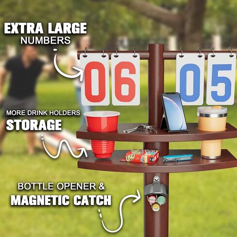 لوحة النتائج MUCITAGF Cornhole مع حاملات المشروبات وفتاحة زجاجات مغناطيسية، حامل حافظة نقاط كورنهول مقاوم للطقس لملحقات ألعاب الفناء الخارجية in Saudi Arabia