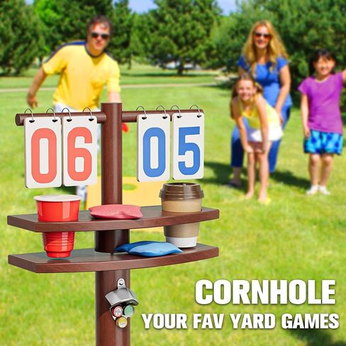 لوحة النتائج MUCITAGF Cornhole مع حاملات المشروبات وفتاحة زجاجات مغناطيسية، حامل حافظة نقاط كورنهول مقاوم للطقس لملحقات ألعاب الفناء الخارجية in Saudi Arabia