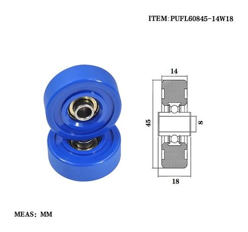 البولي يوريثين PUFL60845-14W18 بكرة بطلاقة غير قياسي 608 محمل مطاطي in Kuwait