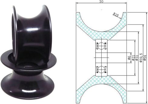 1 قطعة 6x54x30 مللي متر R13 ملليمتر النايلون U شكل تحمل بكرة مع 636RS تحمل BSU63654-30 6 مللي متر أنبوب بوم دليل الأسطوانة in Kuwait