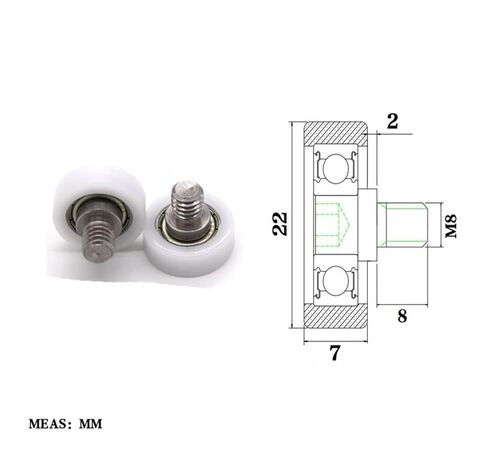 Externally Threaded POM Plastic-Coated Bearing BS68822-7C2L8M8 high wear-Resistant Nylon Threaded Guide Wheel in Saudi Arabia