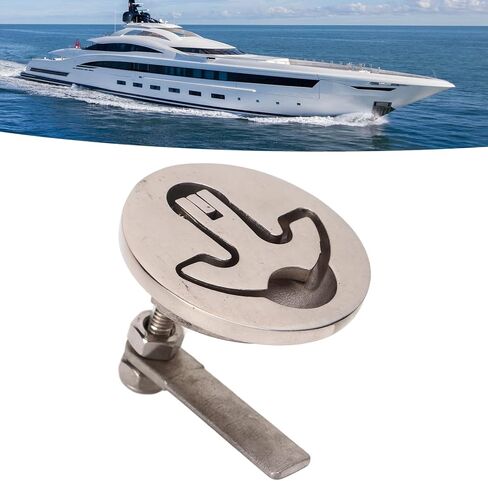 Boat Cam Latch, 61x57mm Marine 316 Stainless Steel Flush Pull Hatch Lift, Adjustable Locking Arm Height, Silver Yacht Boat Deck Hardware Accessories, Simple Installation in Saudi Arabia