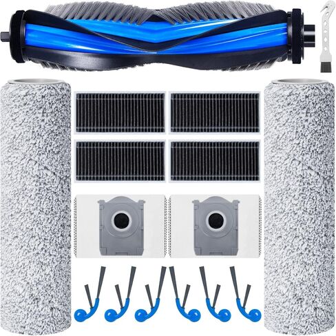 مجموعة ملحقات لأجزاء المكنسة الكهربائية الروبوتية Ecovacs Deebot T80 Omni/X8 PRO OMNI/X8 Omni، 1 فرشاة دوارة، 2 ممسحة تنظيف أسطوانة، 4 مرشحات، 6 فرش جانبية، 2 كيس غبار، 1 فرشاة تنظيف in Kuwait