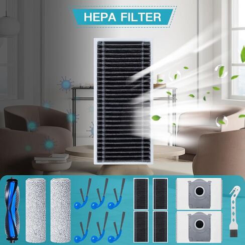 مجموعة ملحقات لأجزاء المكنسة الكهربائية الروبوتية Ecovacs Deebot T80 Omni/X8 PRO OMNI/X8 Omni، 1 فرشاة دوارة، 2 ممسحة تنظيف أسطوانة، 4 مرشحات، 6 فرش جانبية، 2 كيس غبار، 1 فرشاة تنظيف in Kuwait