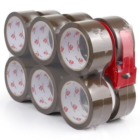 BOMEI PACK Brown Packing Tape with Dispenser, 2.6 mil 1.88 inch x 55 Yards 3 Pack Total 165 Yards, Heavy Duty Brown Tape Package Refills for Shipping, Mailing, Moving & Storage in Saudi Arabia