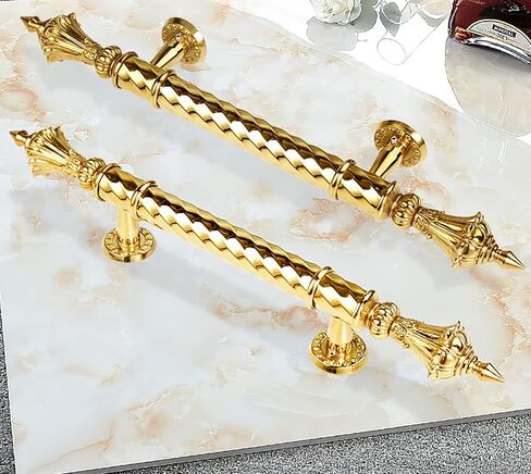 مقبض سحب باب ذهبي على الطراز الأوروبي، قضيب دفع للحظيرة/المكتب من الفولاذ المقاوم للصدأ، مقبض على الوجهين، طول 80 سم (32 بوصة)، تصميم حديث للأبواب الأمامية، متين وأنيق in Kuwait