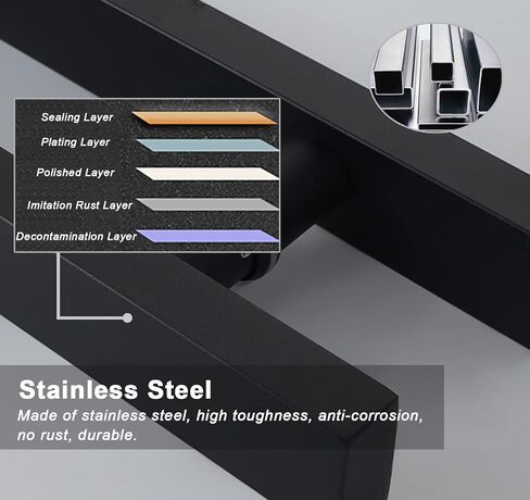 مقبض باب الحظيرة، مقبض سحب الباب التجاري الحديث، مقبض قضيب سحب مستطيل الشكل مسطح لمدخل القاعة، مجموعة مقبض جراج قبو النبيذ (أسود، 120 سم (4 in Kuwait