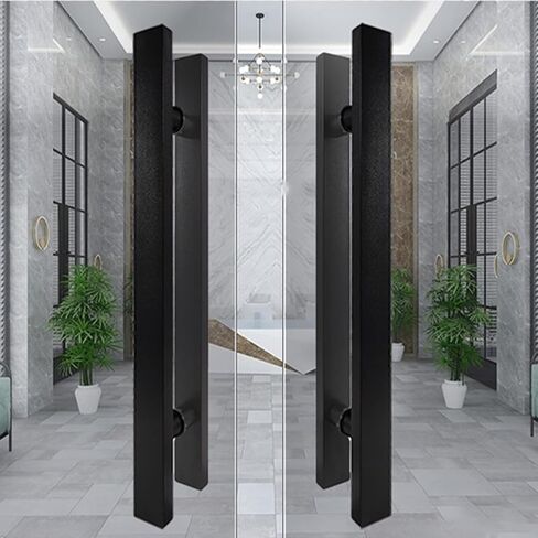 مقبض باب الحظيرة، مقبض سحب الباب التجاري الحديث، مقبض قضيب سحب مستطيل الشكل مسطح لمدخل القاعة، مجموعة مقبض جراج قبو النبيذ (أسود، 120 سم (4 in Kuwait