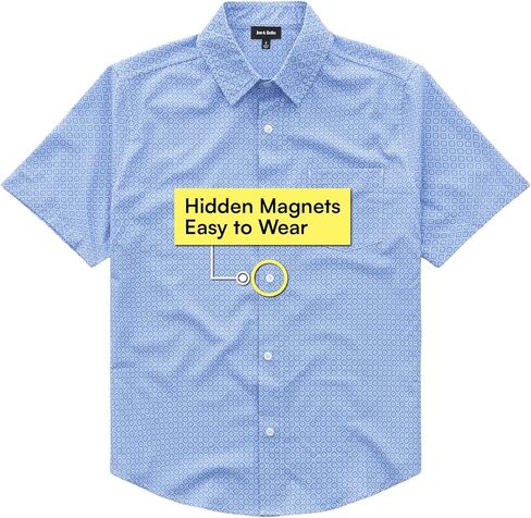 Joe & Bella Short-Sleeve Magnetic Button Shirts for Men - Adaptive Dress Shirts - Easy One-Hand Dressing in Saudi Arabia