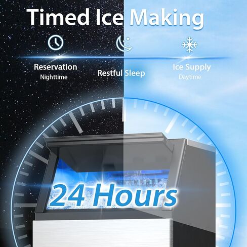 COSTWAY Commercial Ice Maker Machine, 110LBS/24H Stainless Steel Under Counter/Freestanding Self Cleaning Ice Machine w/ 33LBS Ice Storage Capacity & 24H Timer for Home Bar Restaurant Office in Saudi Arabia