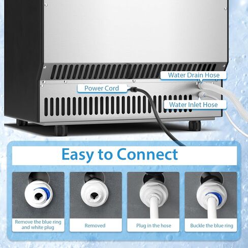 COSTWAY Commercial Ice Maker Machine, 110LBS/24H Stainless Steel Under Counter/Freestanding Self Cleaning Ice Machine w/ 33LBS Ice Storage Capacity & 24H Timer for Home Bar Restaurant Office in Saudi Arabia