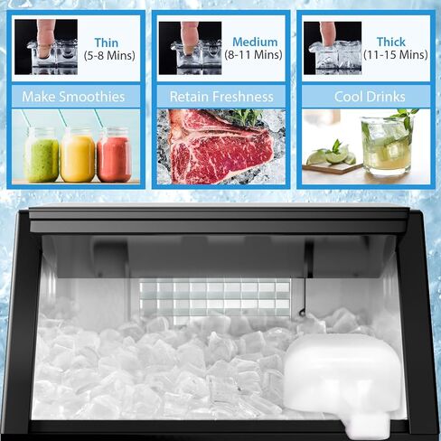COSTWAY Commercial Ice Maker Machine, 110LBS/24H Stainless Steel Under Counter/Freestanding Self Cleaning Ice Machine w/ 33LBS Ice Storage Capacity & 24H Timer for Home Bar Restaurant Office in Saudi Arabia