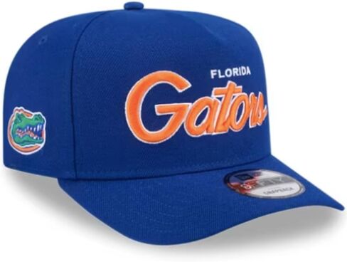 New Era Blue Florida Gators Script A-Frame 9FIFTY Adjustable Snapback Hat - Men's in Saudi Arabia