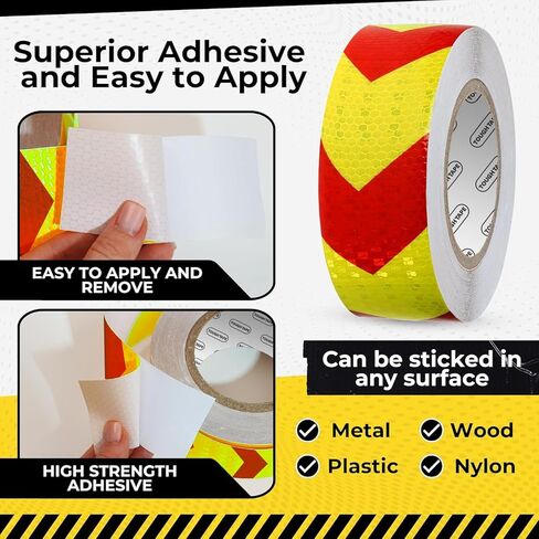 DOT C2 شريط عاكس للسلامة 2 بوصة × 100 قدم - شريط واضح مقاوم للماء في الهواء الطلق - شريط عاكس للسهم للمقطورات والمركبات والقوارب - أمان عاكس قوي لعلامات التحذير التحذيرية in Kuwait