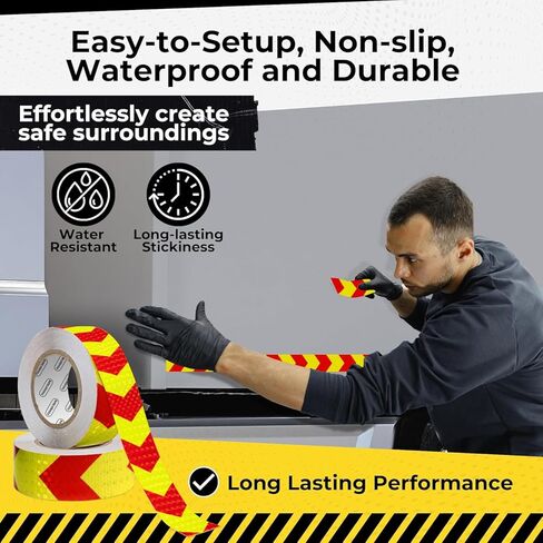 DOT C2 شريط عاكس للسلامة 2 بوصة × 100 قدم - شريط واضح مقاوم للماء في الهواء الطلق - شريط عاكس للسهم للمقطورات والمركبات والقوارب - أمان عاكس قوي لعلامات التحذير التحذيرية in Kuwait