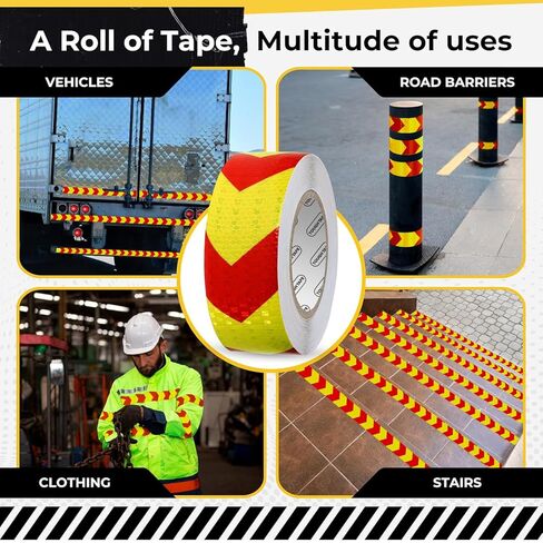 DOT C2 شريط عاكس للسلامة 2 بوصة × 100 قدم - شريط واضح مقاوم للماء في الهواء الطلق - شريط عاكس للسهم للمقطورات والمركبات والقوارب - أمان عاكس قوي لعلامات التحذير التحذيرية in Kuwait