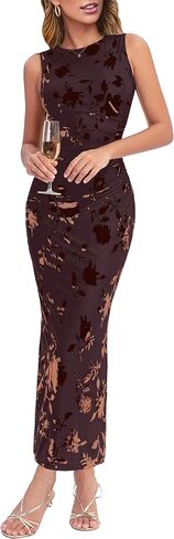 Women's Summer Spring Cocktail Formal Wedding Guest Dress Sleeveless Slim Fit Floral Mesh Party Long Dresses in Saudi Arabia