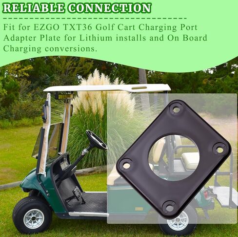 Charger Port Adapter Plate 4-Holes Fit for EZGO TXT36 36V Golf Cart 120V Plug On-Board Charging Systems for Lithium Battery Conversion Kit Golf Cart Accessories Contains 4Pcs Gasket Black in Saudi Arabia