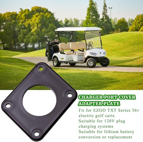 Charger Port Adapter Plate 4-Holes Fit for EZGO TXT36 36V Golf Cart 120V Plug On-Board Charging Systems for Lithium Battery Conversion Kit Golf Cart Accessories Contains 4Pcs Gasket Black in Saudi Arabia