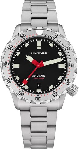 Militado 39mm Dive Watches for Men - PT5000 Automatic Movement ML20 Watch with Sapphire Crystal Super Luminous BGW9 Stainless Steel Bracelet 200m Waterproof in Saudi Arabia
