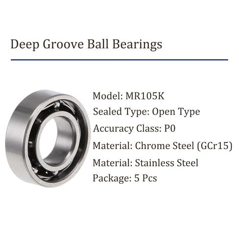 5pcs MR105K Ball Bearing - [5x10x3mm] Chrome Steel Open Type Deep Groove Ball Bearings for Machinery Applications Industrial Equipment in Saudi Arabia
