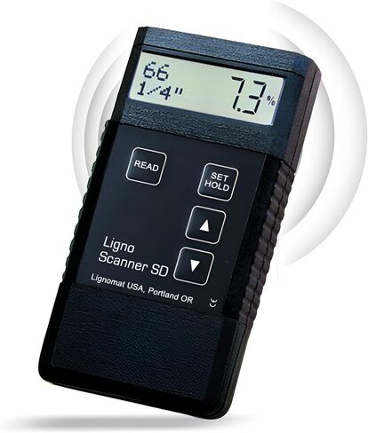 Lignomat Scanner SD Pinless مقياس الرطوبة - كاشف مقياس رطوبة الخشب لأنواع الخشب والألواح وألواح الأرضيات - جهاز اختبار الرطوبة ثنائي العمق للأعمال الخشبية والأرضيات in Kuwait