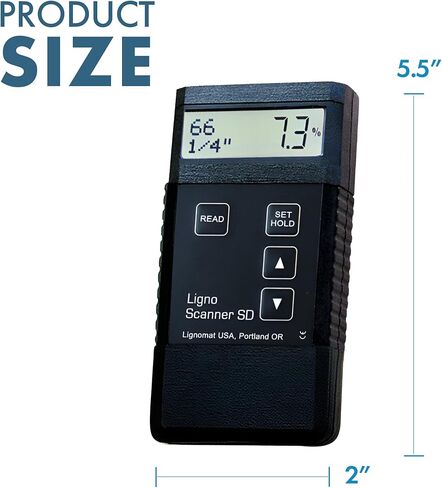 Lignomat Scanner SD Pinless مقياس الرطوبة - كاشف مقياس رطوبة الخشب لأنواع الخشب والألواح وألواح الأرضيات - جهاز اختبار الرطوبة ثنائي العمق للأعمال الخشبية والأرضيات in Kuwait