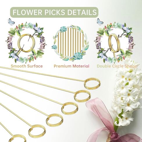 30 Pack Strong Grip Gold Floral Card Holder Picks, 13.4 Inch Premium Metal Flower Picks for Table Centerpieces, Picture Holders for Tables, Photo Card Holder Sticks for Flower Arrangements in Saudi Arabia