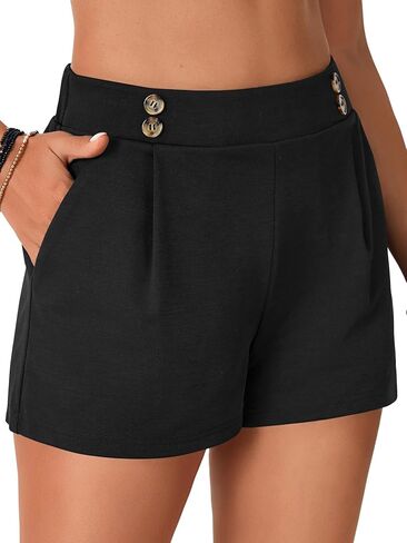 LYANER Women's Casual High Waist Button Wide Leg Dressy Work Shorts with Pockets in Saudi Arabia