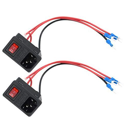 DEVMO 2pcs 10A 250V Rocker Switch Power Socket Inlet Module Plug 5A Fuse Switch with 18 AWG Wiring 3 Pin IEC320 C14 Connected Terminal Crimps and Wires in Saudi Arabia