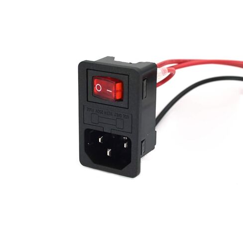 DEVMO 2pcs 10A 250V Rocker Switch Power Socket Inlet Module Plug 5A Fuse Switch with 18 AWG Wiring 3 Pin IEC320 C14 Connected Terminal Crimps and Wires in Saudi Arabia