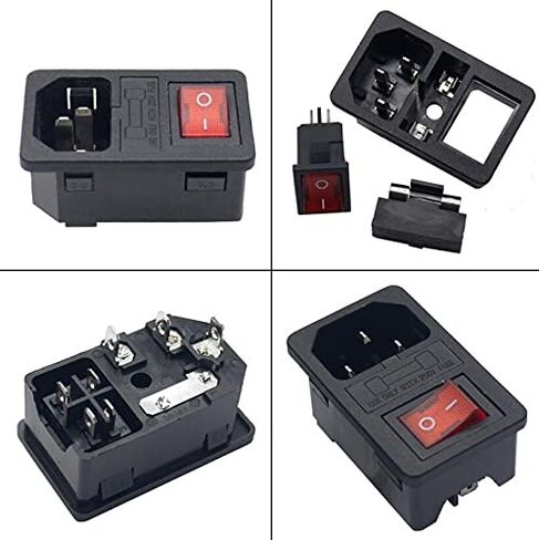 DEVMO 2pcs 10A 250V Rocker Switch Power Socket Inlet Module Plug 5A Fuse Switch with 18 AWG Wiring 3 Pin IEC320 C14 Connected Terminal Crimps and Wires in Saudi Arabia