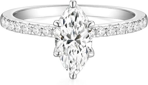 TIGRADE 2CT Engagement Ring for Women Marquise Cut Cubic Zirconia Wedding Band CZ Promise Anniversary Ring Size 3-12 in Saudi Arabia