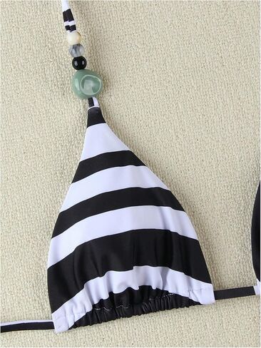 GORGLITTER Women's Striped Bikini Color Block String Tie Side Swimsuit Cheeky Swimwear Bathing Suit in Saudi Arabia