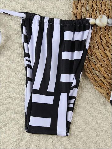 GORGLITTER Women's Striped Bikini Color Block String Tie Side Swimsuit Cheeky Swimwear Bathing Suit in Saudi Arabia