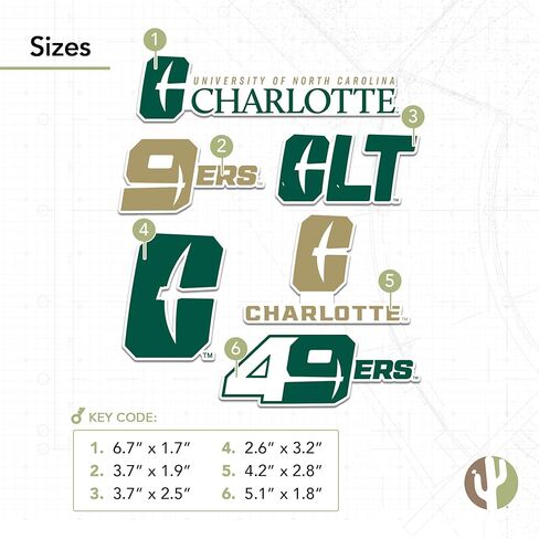 Desert Cactus University of North Carolina Charlotte Sticker UNCC Forty Niners 49ers Sticker Vinyl Decals Laptop Water Bottle Car ScrapbookT2 (Type 2-2) in Saudi Arabia