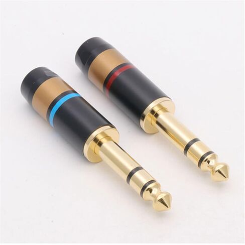10Pcs 6.35mm Stereo Male Plug Wire Connector 6.35mm Jack 1/4inch Stereo Plug Microphone Adapter 5Pairs Red+Blue in Saudi Arabia