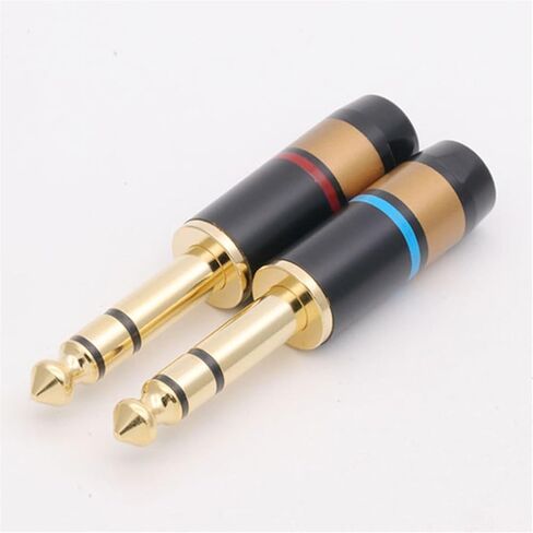 10Pcs 6.35mm Stereo Male Plug Wire Connector 6.35mm Jack 1/4inch Stereo Plug Microphone Adapter 5Pairs Red+Blue in Saudi Arabia