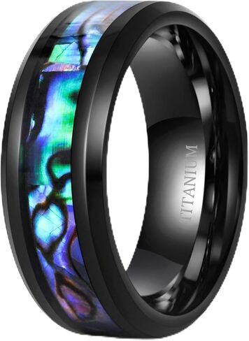 TIGRADE Titanium Rings 8MM Abalone Shell Wedding Bands Comfort Fit Matte for Men Women Size 6-14 in Saudi Arabia